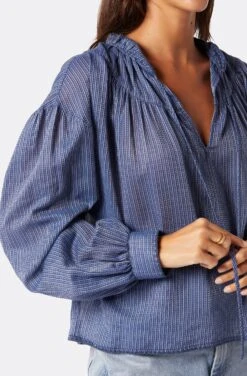 Joie Marquet Long Sleeve Cotton Top -Joie Shop 22 3 009125 TP05408 ESTATEBLUEPORCELAIN MARQUET 6