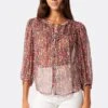 Joie Fanning Long Sleeve Silk Top -Joie Shop 22 3 009127 TP05179 PALEKHAKIMULTI FANNING 2