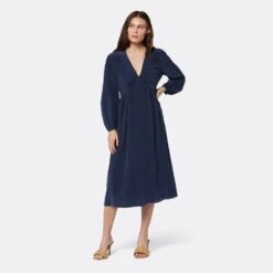 Joie Kaz Midi Silk Dress -Joie Shop D0008BF7881 NVBZ 1 1028a0de 4b5b 40f0 95e1 1d6c7b3ae502