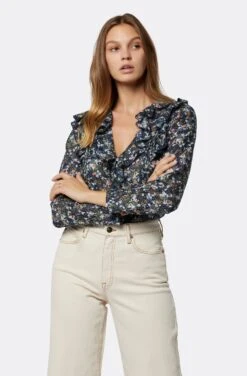 Joie Lou B Long Sleeve Cotton Top -Joie Shop T0022A09314 NVBM 2