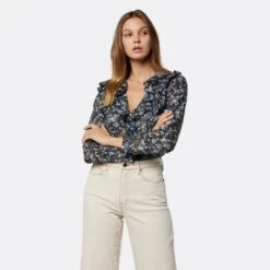 Joie Lou B Long Sleeve Cotton Top -Joie Shop T0022A09314 NVBM 2 DPA