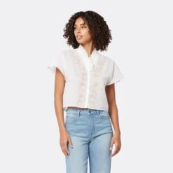 Joie Venus Short Sleeve Cotton Top -Joie Shop T0051F337 PRCL 2 DPA