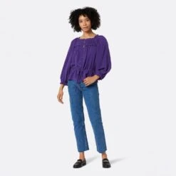 Joie Asseline Long Sleeve Silk Top -Joie Shop TP053557881 ACAI 1 DPA