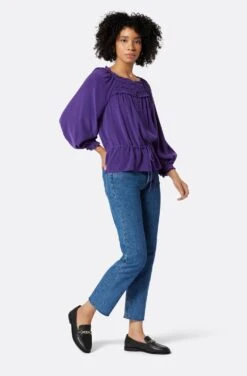 Joie Asseline Long Sleeve Silk Top -Joie Shop TP053557881 ACAI 4